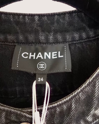 Chanel 25K Cropped Denim Vest Black, Grey FR 34
