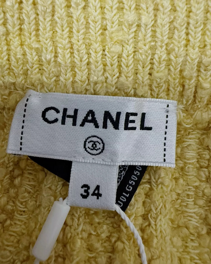 Chanel 22P Tweed Mini Skirt Yellow, White FR 34