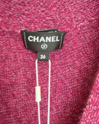Chanel 24A Beaded Crest Cashmere Vest Pink, Purple FR 36