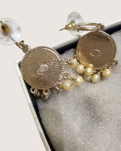 Chanel 07P Gripoix Medallion Earrings Gold, Beige/Ecru, Multicolor One Size