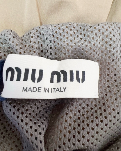 Miu Miu Logo Zip-Pocket Shorts Brown, Grey IT 36
