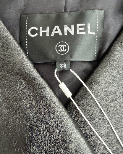 Chanel 22P Leather Biker Jacket Black FR 38