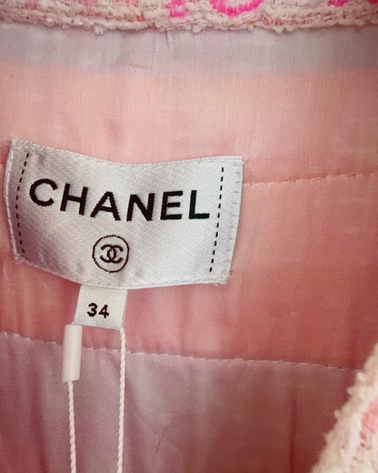 Chanel 24C Belted Logo Coat Pink, White, Multicolor FR 34