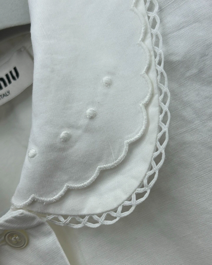 Miu Miu Poplin Short-Sleeve Shirt White IT 42