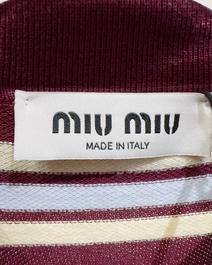 Miu Miu Striped Polo Sweater Burgundy, Beige/Ecru, Blue FR 36