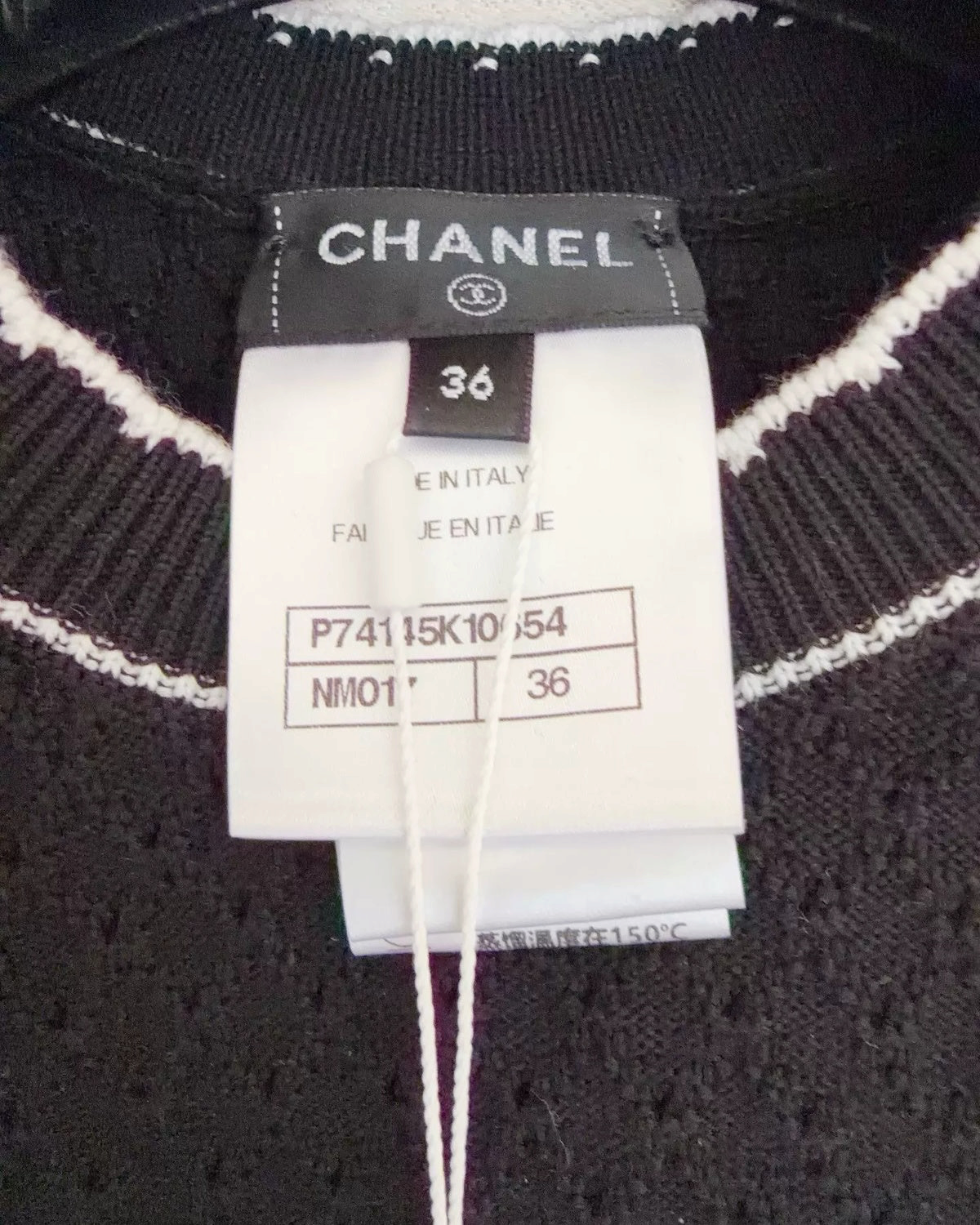 Chanel 23C ‘5’ Embroidered Sleeveless Top Black, White FR 36