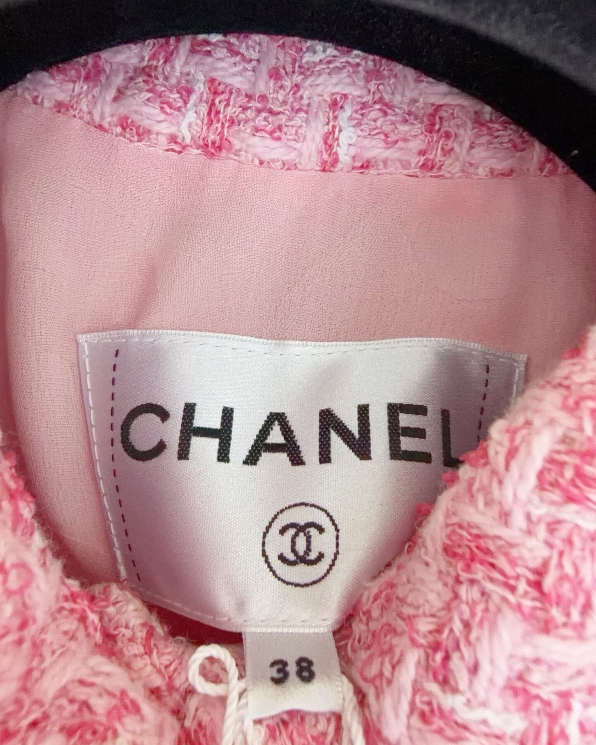 Chanel 23P Cropped Tweed Jacket Pink, White FR 38