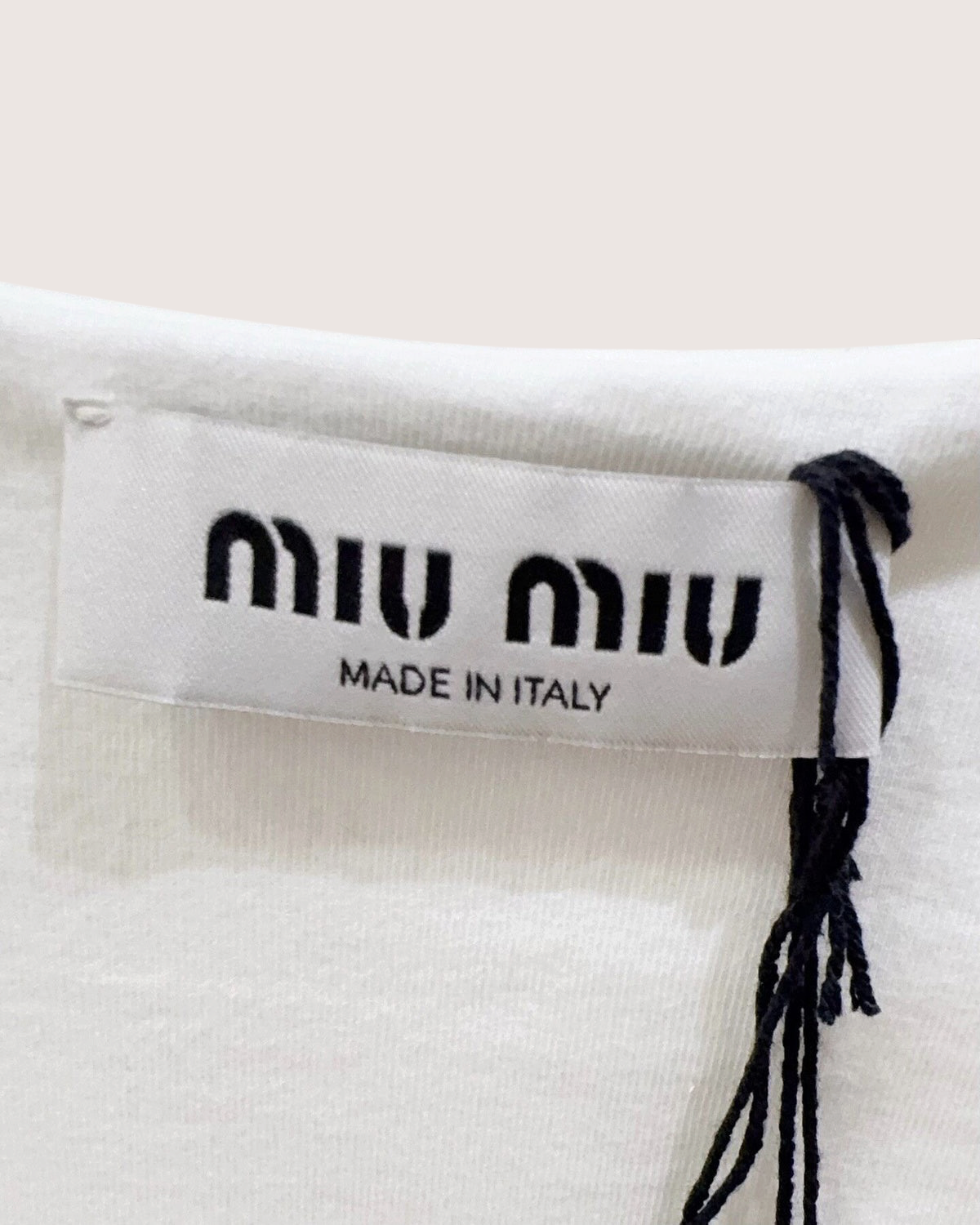 Miu Miu Crystal Logo Cropped Top White, Silver, Black FR 34