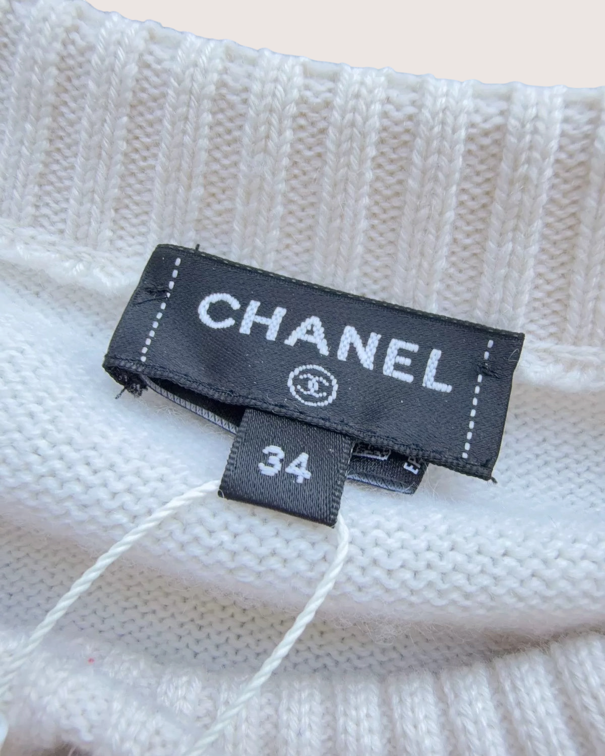 Chanel 25P Cashmere Cardigan Beige/Ecru, White FR 34