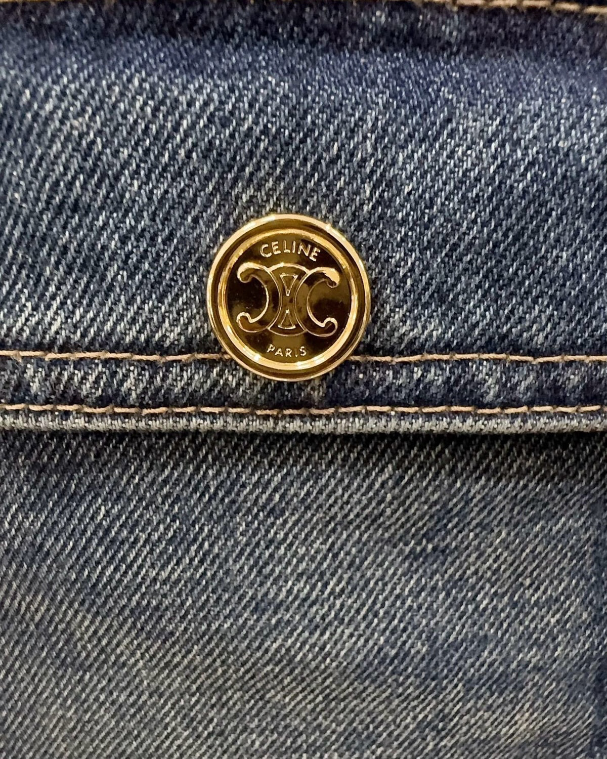 Celine Cargo Denim Shorts Blue
