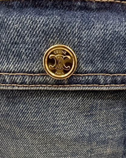 Celine Cargo Denim Shorts Blue