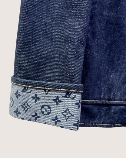 Louis Vuitton Monogram-Cuff Denim Jacket Blue FR 34