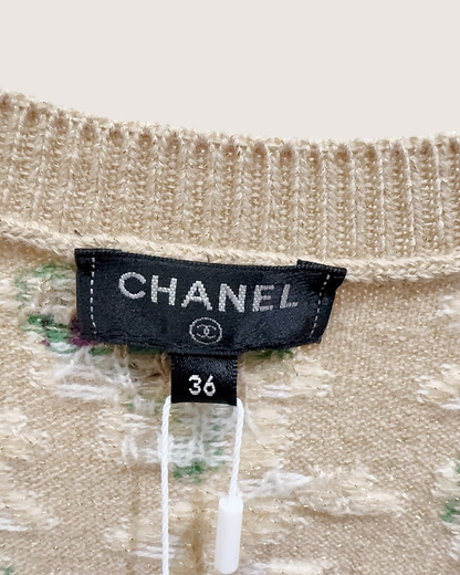 Chanel Floral Pocket Dress Beige/Ecru, Pink, Green, Multicolor FR 36