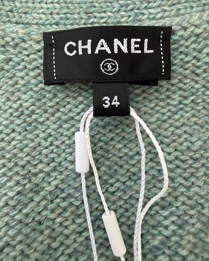 Chanel 24K Striped Knit Vest Green, Brown, White FR 34