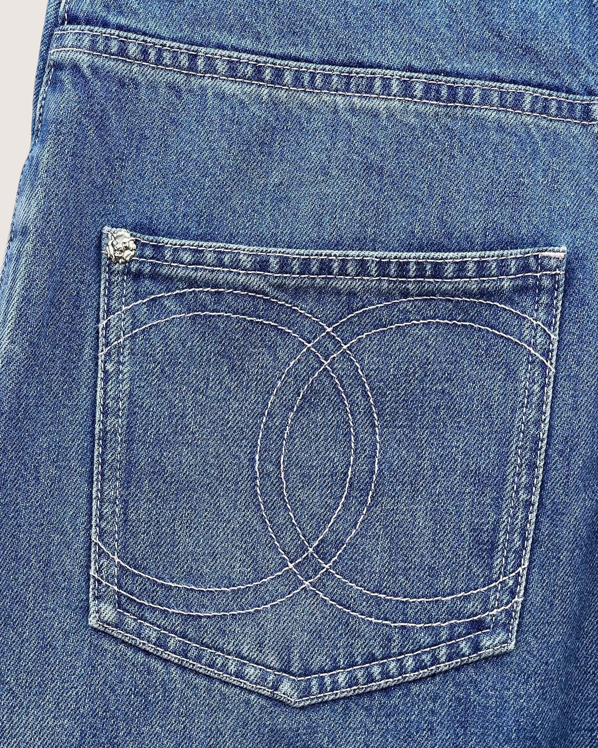 Chanel 25A Washed Wide-Leg Denim Jeans - view 4