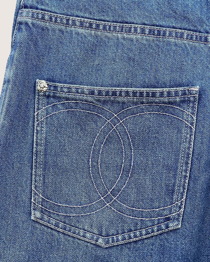 Chanel 25A Washed Wide-Leg Denim Jeans - view 4