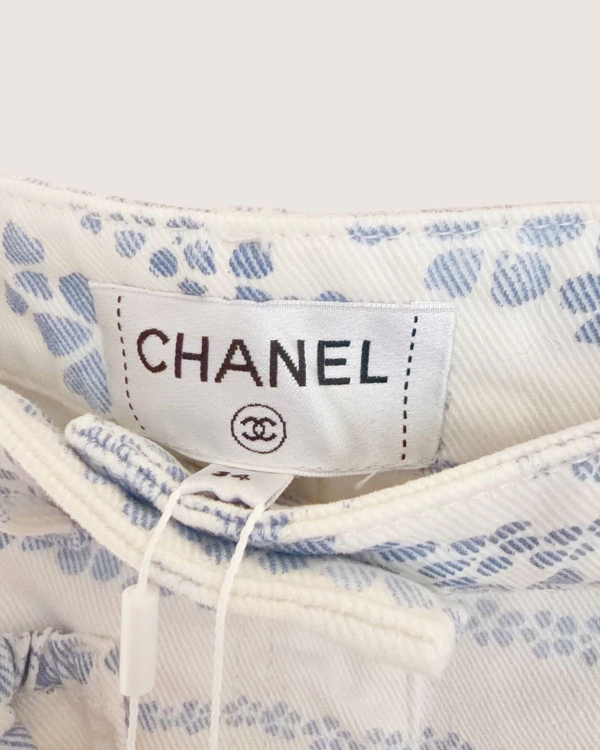 Chanel 25M Coco Beach Denim Shorts White, Blue FR 34