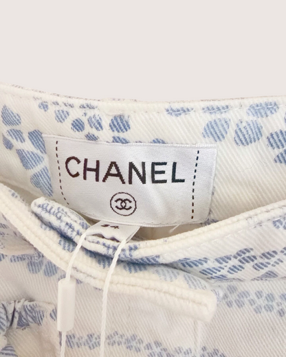 Chanel 25M Coco Beach Denim Shorts White, Blue FR 34