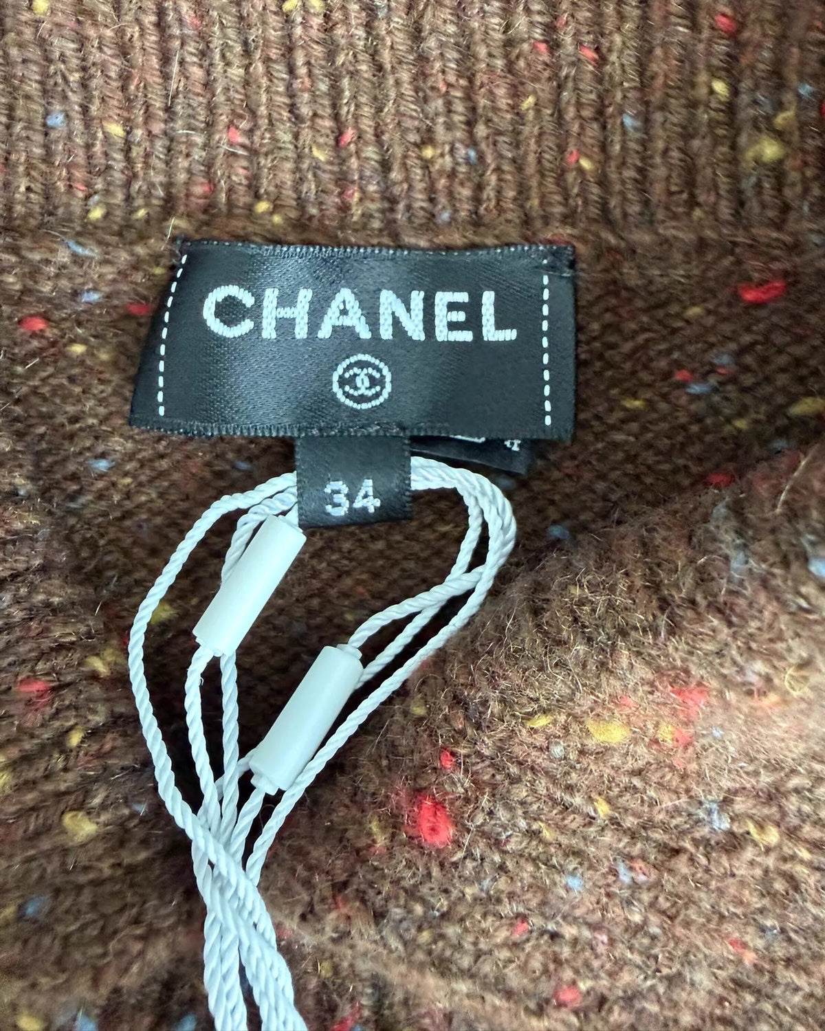 Chanel 25N Coco Neige Bow Cashmere Vest Brown, Multicolor FR 34