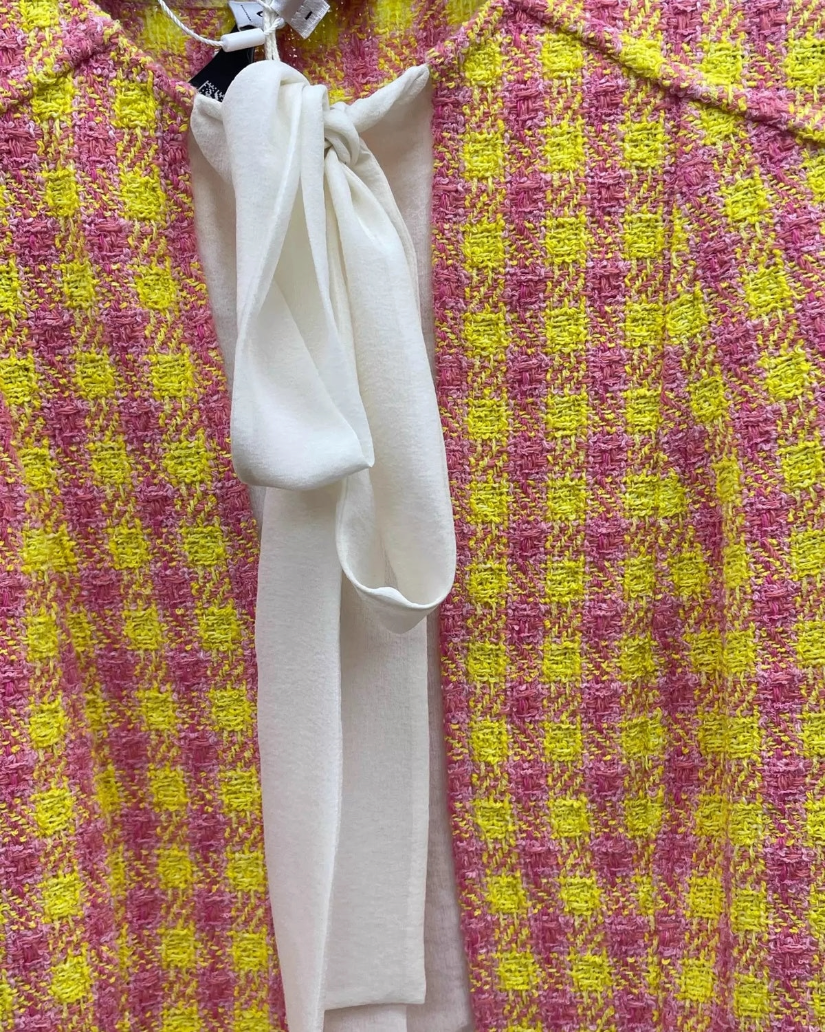 Chanel 25S Short-Sleeve Bow Tweed Short Jacket