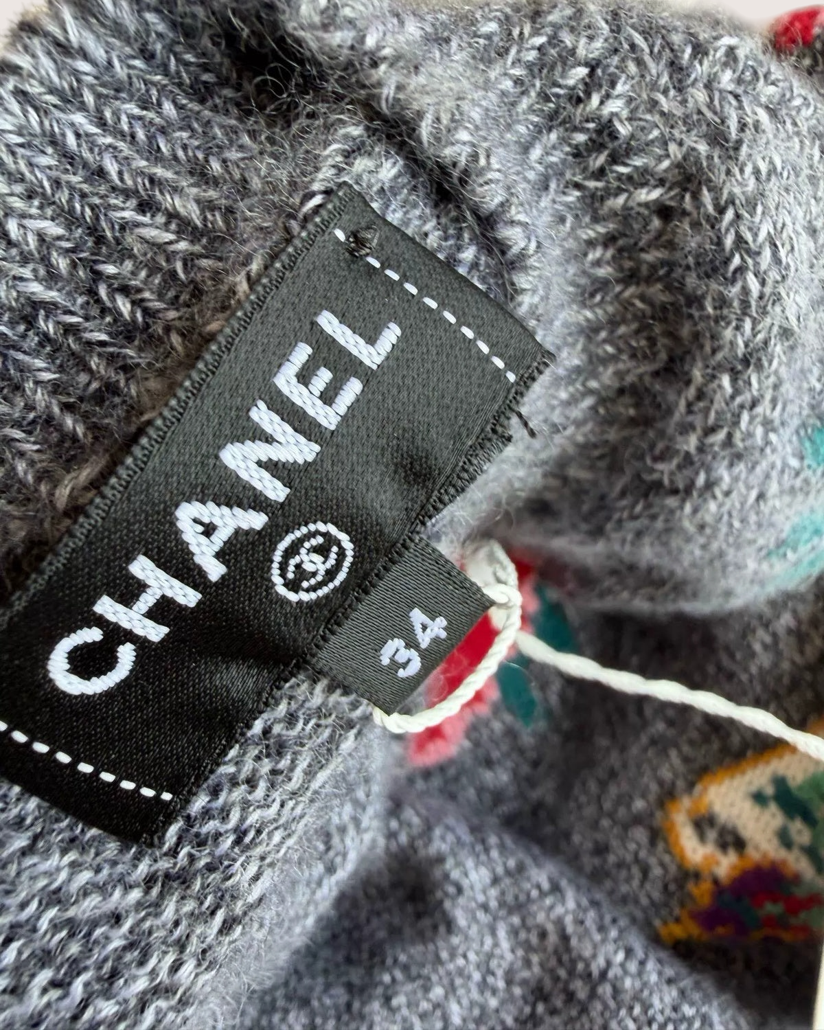 Chanel 24A Teapot-Print Wool Top Grey, Multicolor FR 34