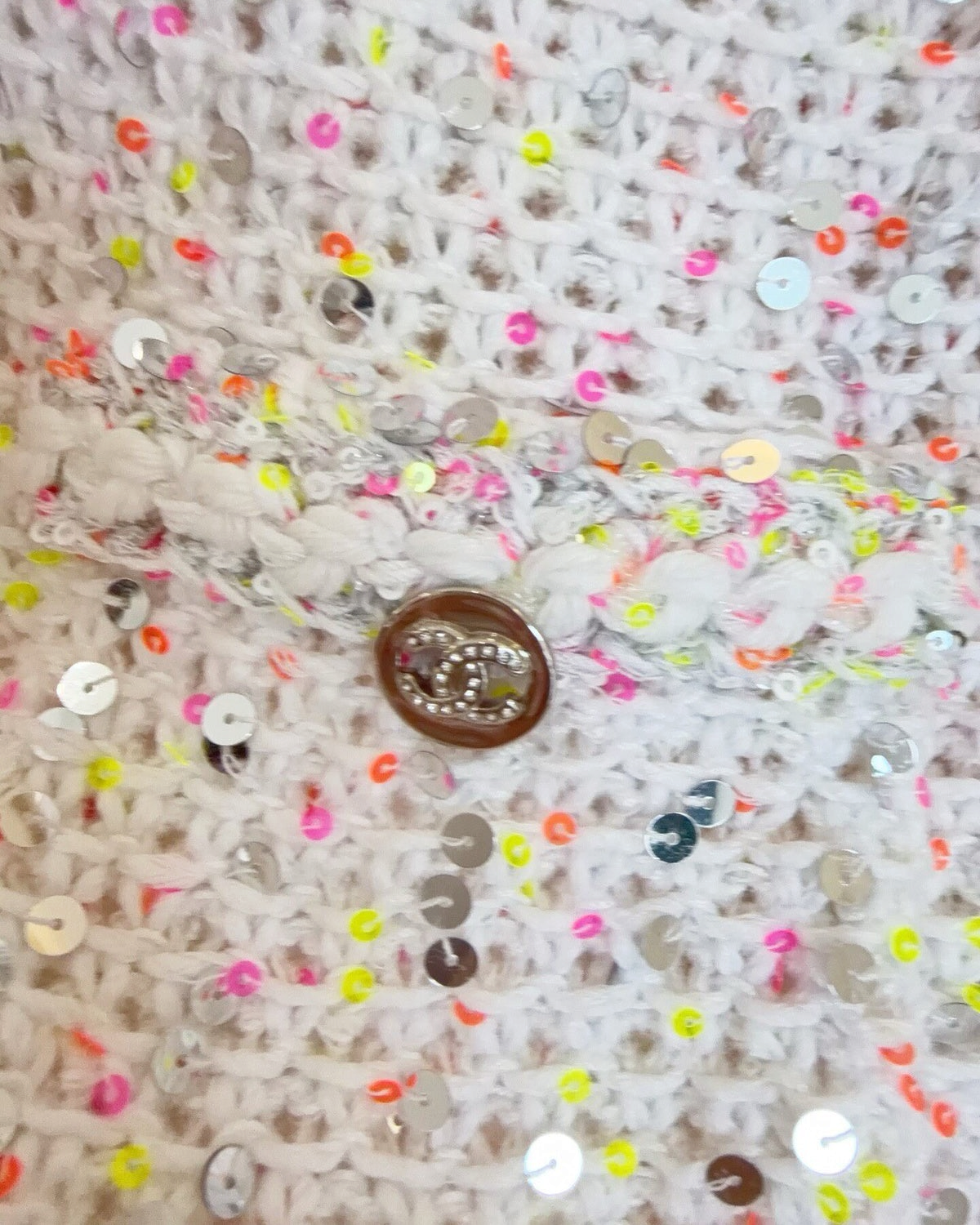 Chanel 24P Sequin Cardigan White, Pink, Multicolor FR 34