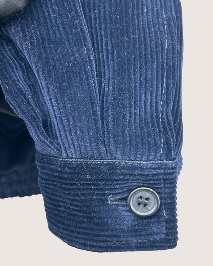 Miu Miu Logo Corduroy Zip-Up Jacket Navy IT 40