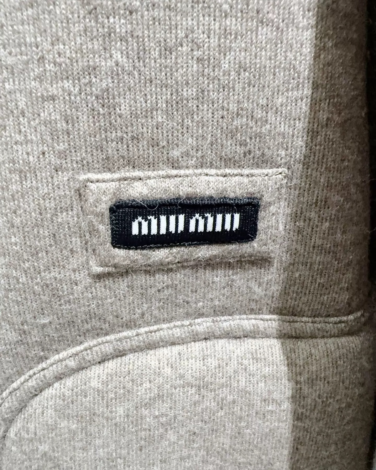 Miu Miu Wool Shearling-Collar Zip-Up Jacket Beige/Ecru, Black FR 36