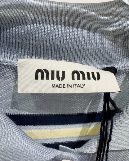 Miu Miu Striped Polo Top Blue, Navy, Yellow FR 38