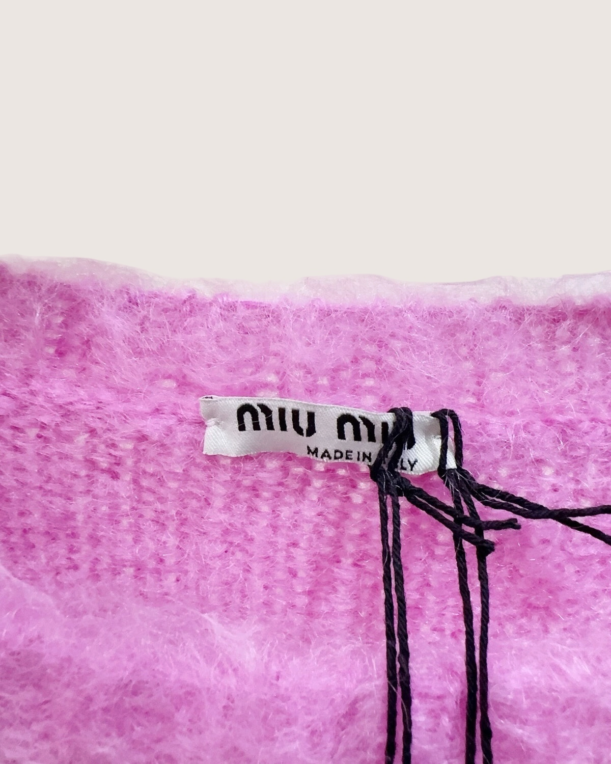 Miu Miu Mohair Striped Logo Sweater Pink, White, Grey, Multicolor IT 38