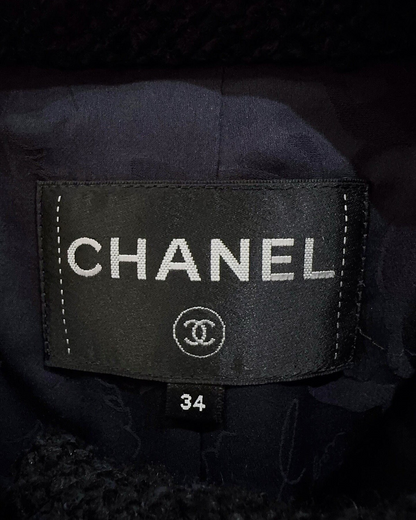 Chanel Tweed CC Coat Navy, Black, Brown FR 34