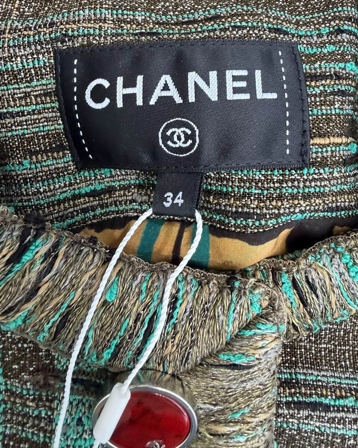 Chanel 26S Plaid Tweed Jacket Green, Brown, Blue FR 34