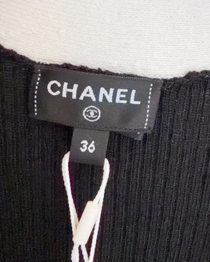 Chanel 26P Contrast-Trim Cardigan Black, Beige/Ecru FR 36