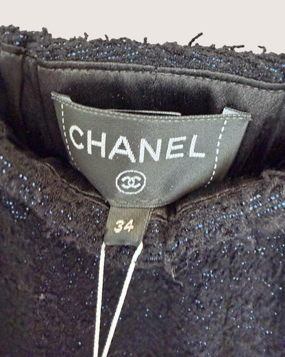 Chanel 24C Crystal-Trim Tweed Shorts Black FR 34