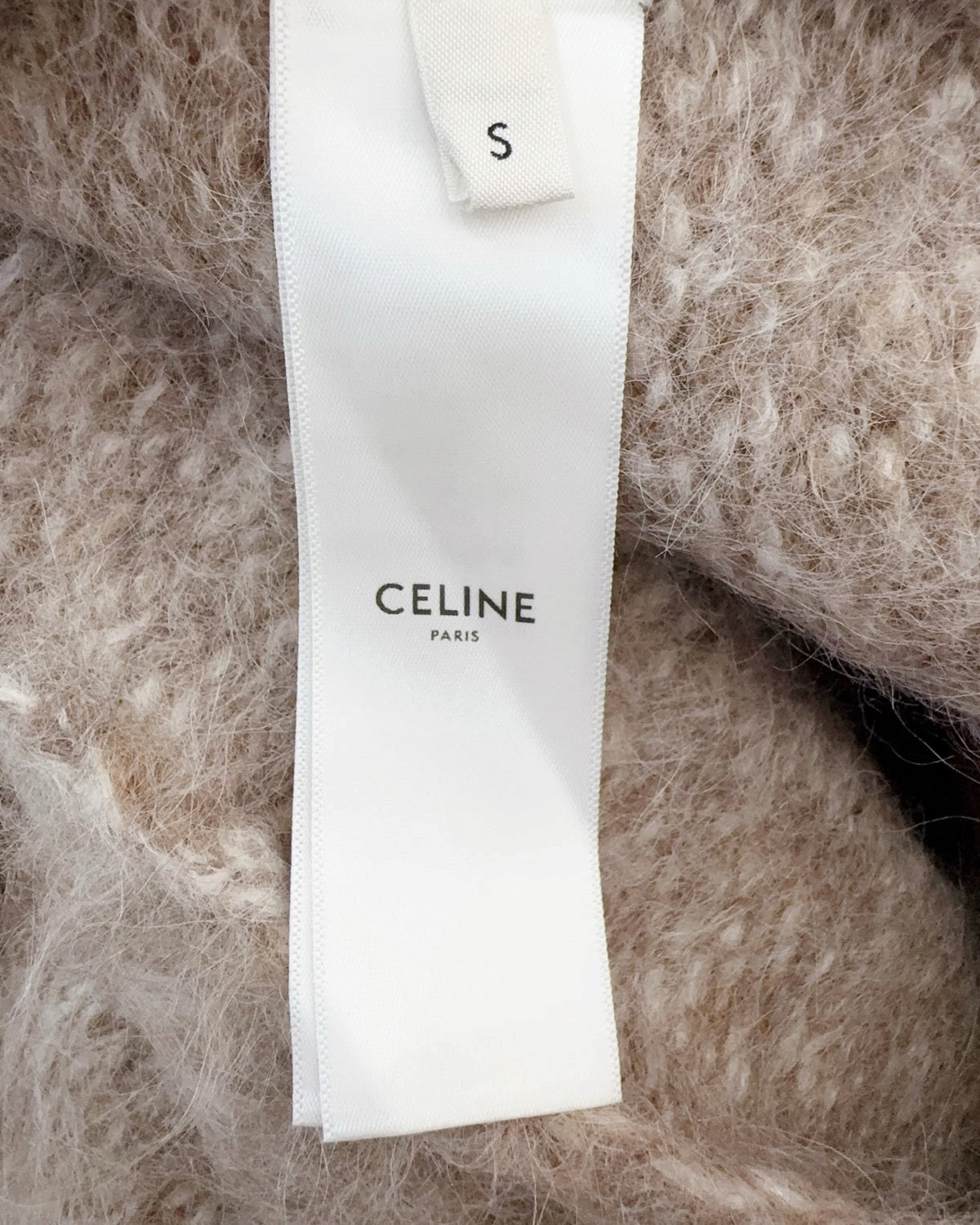 Celine Mohair Hooded Sweater Beige/Ecru, Brown FR 36