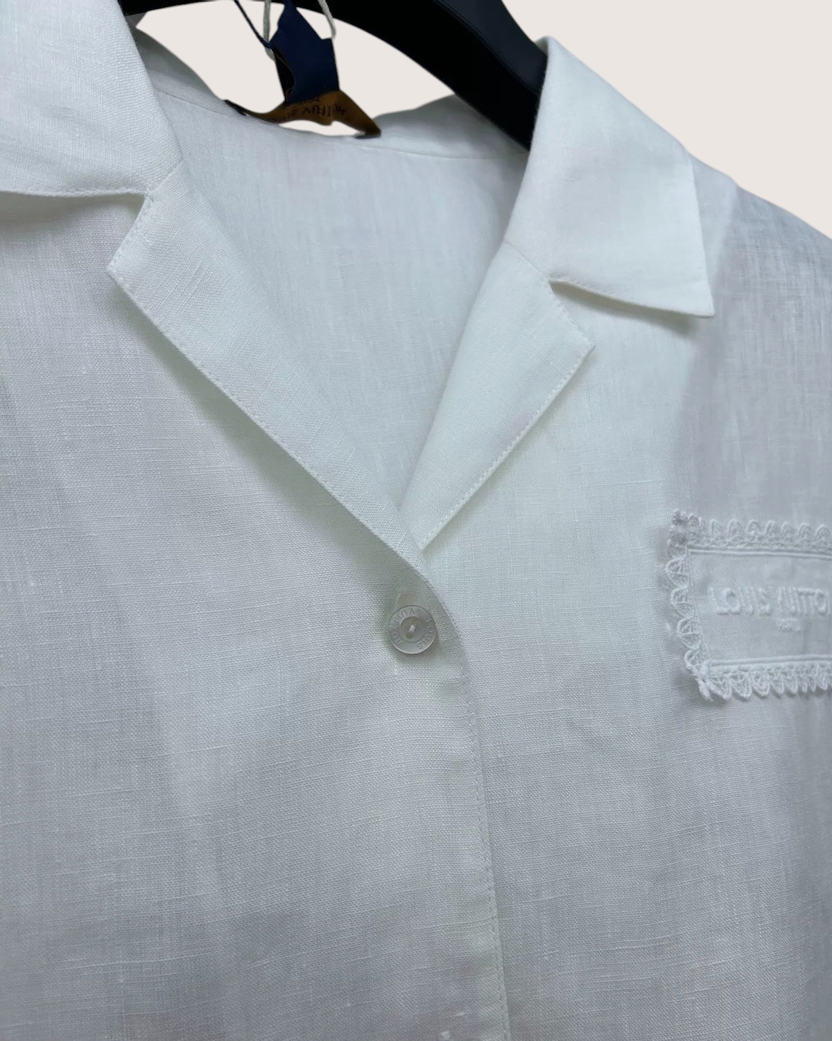 Louis Vuitton Embroidered Logo Short-Sleeve Shirt White FR 34