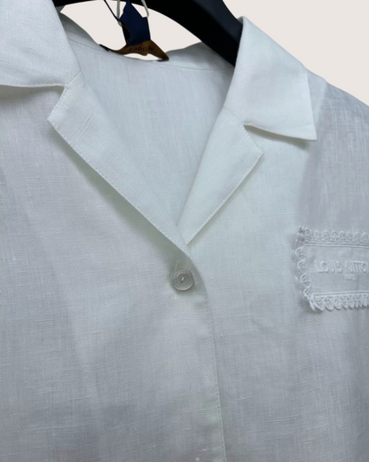 Louis Vuitton Embroidered Logo Short-Sleeve Shirt White FR 34