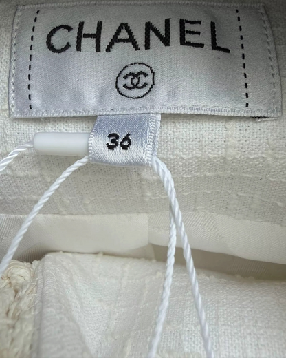 Chanel 26A Tweed Braid-Trim Jacket White FR 36