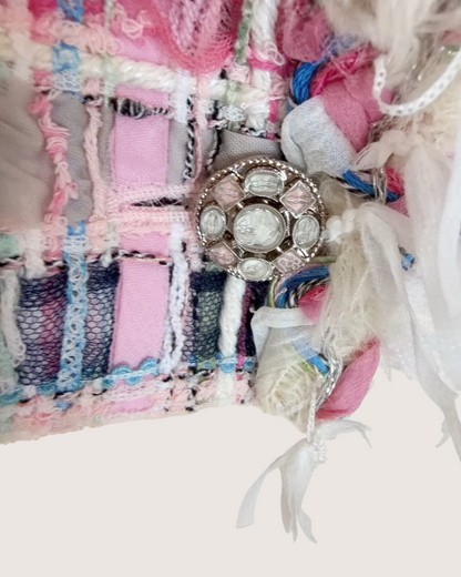 Chanel 25S Fringe Tweed Top Pink, Blue, Multicolor FR 40