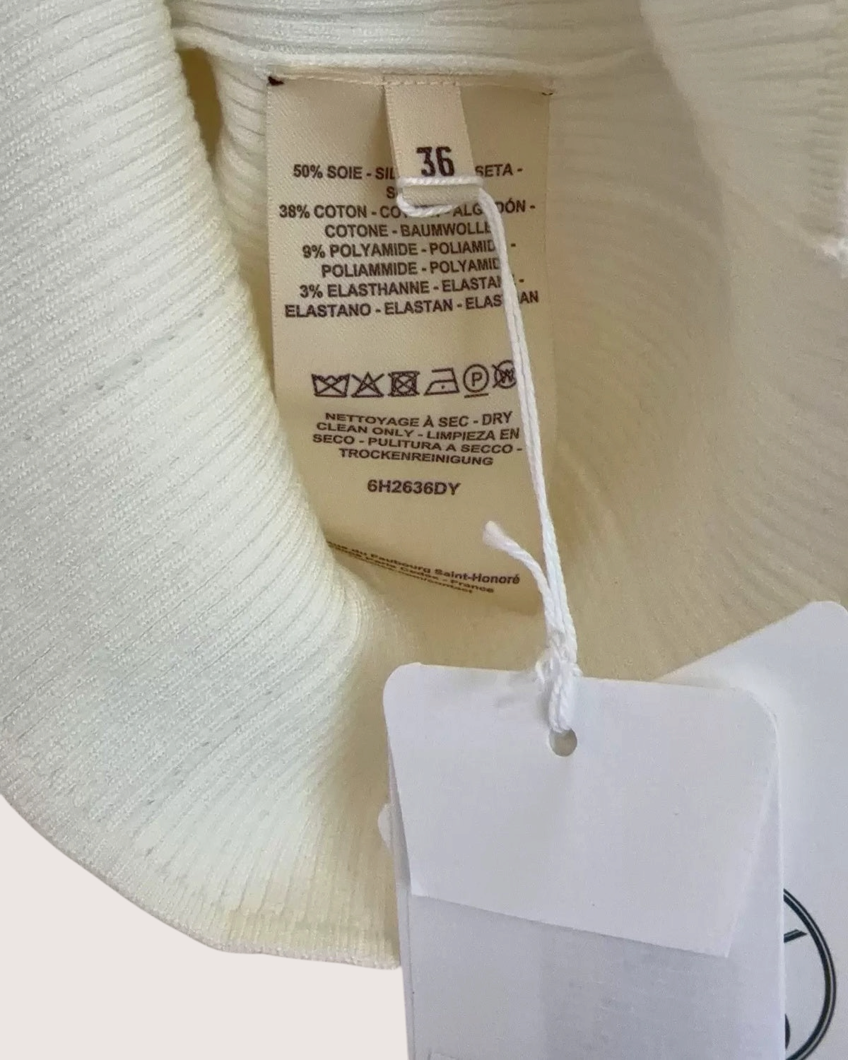 Hermès Short-Sleeve Ribbed Sweater White FR 36