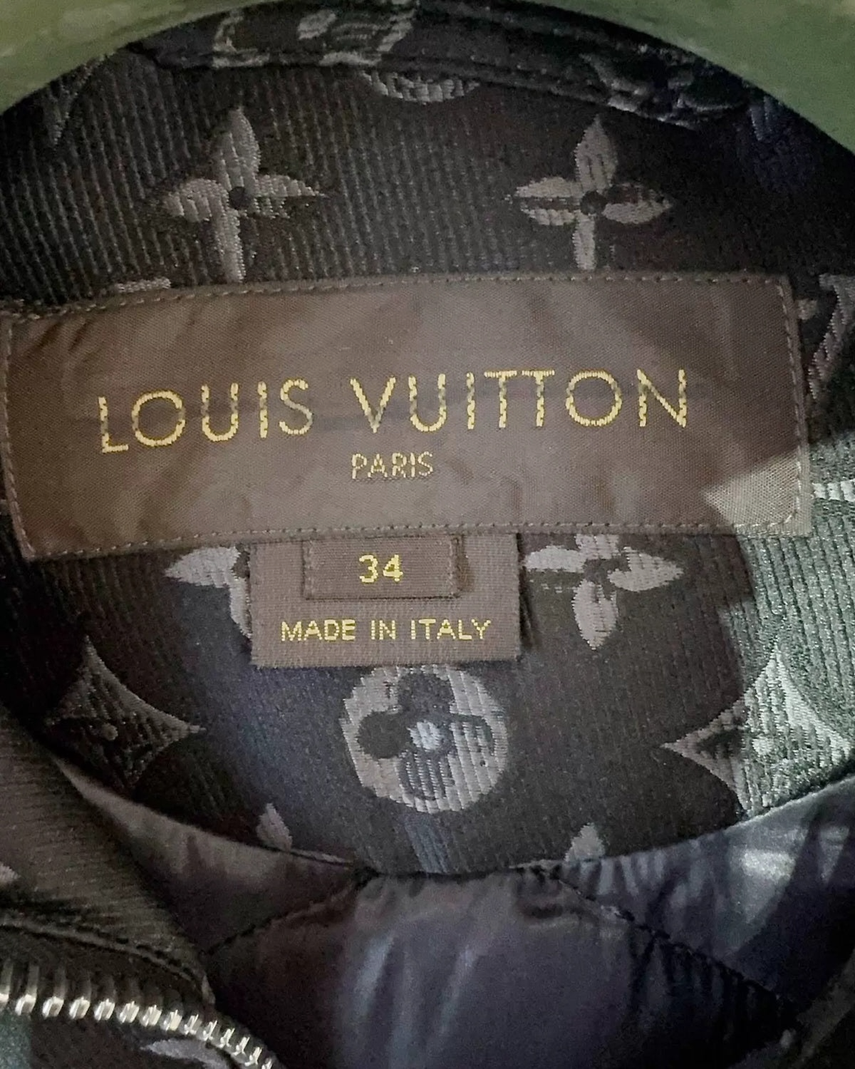 Louis Vuitton Monogram Zip-Up Coat Navy FR 34