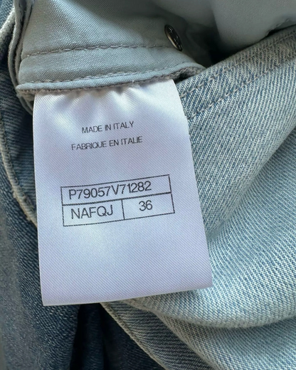 Chanel 25P Pearl Denim Wide-Leg Jeans Blue, White FR 36