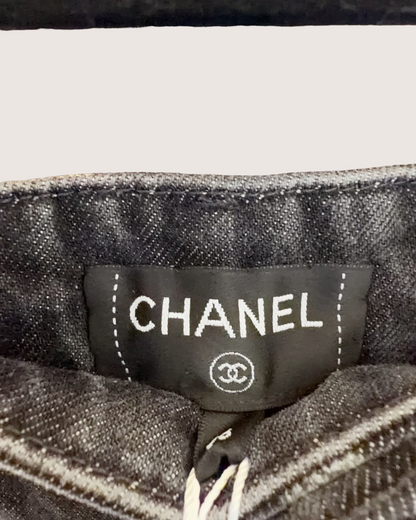 Chanel 25B Printed Denim Shorts Grey, Multicolor FR 36