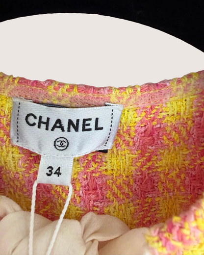 Chanel 25S Short-Sleeve Bow Tweed Short Jacket