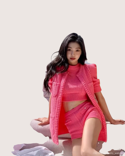 Chanel 22S Cropped Sweater Pink