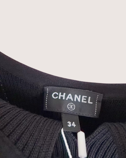 Chanel 25B Bow Mid-Length Dress Black FR 34