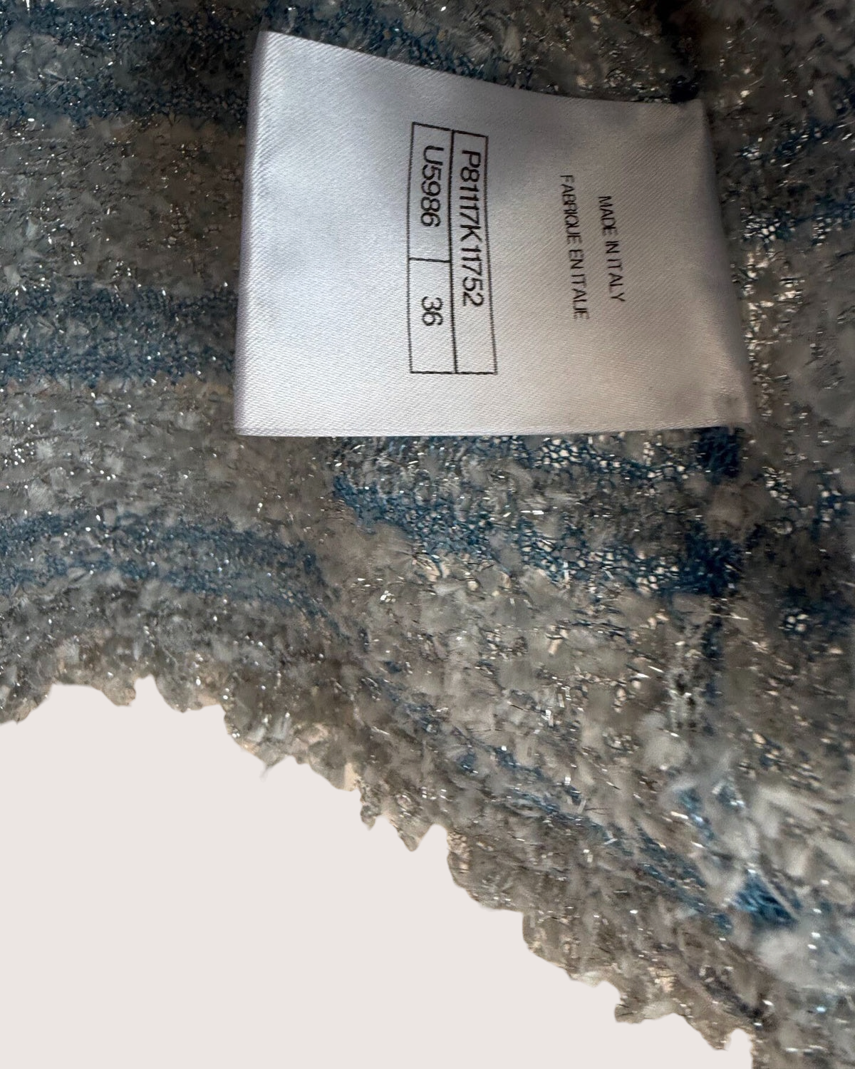 Chanel 26C Striped Bouclé Camisole Top Blue, Grey, Silver FR 36
