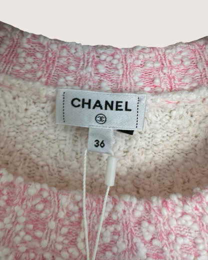 Chanel 24P Crewneck Sweater Beige/Ecru, Pink FR 36