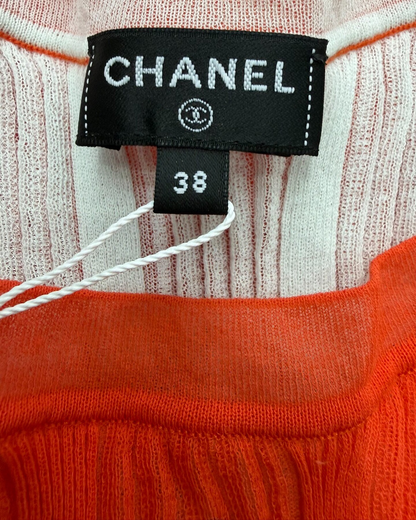 Chanel 26M Coco Beach Ribbed CC Tank Top Orange FR 38