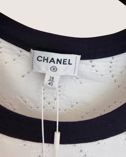 Chanel Short-Sleeve Openwork Gradient Top - view 4